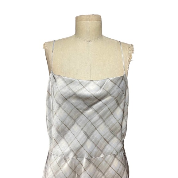 Vince Hazy Plaid Cowl Neck Slip Dress in Powder Blue Gray Size 8 - Picture 3 of 13